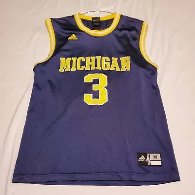 Adidas Michigan Basketball Jersey 3 Trey Burke *Heavy Distressed* Blue 20Wx28L • $18.74