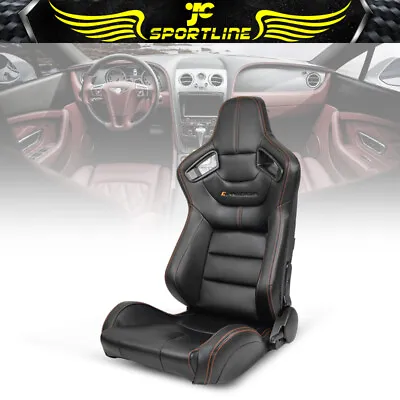 Universal Reclinable Racing Seat Left Driver Side Dual Slider PU &Carbon Leather • $229.85