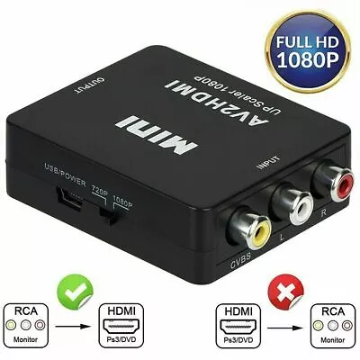 1080P RCA Composite CVBS AV To HDMI Video Audio Converter Box AV2HDMI Adapter • $7.99