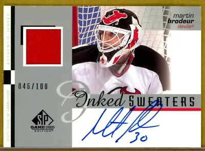 2001-02 SP Game Used Inked Sweaters #ISMB Martin Brodeur JERSEY AUTO /100 • $109.28