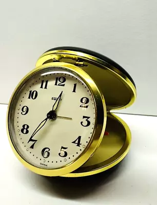 Equity Folding Wind Up Travel Alarm Clock Black Plastic Case • $17