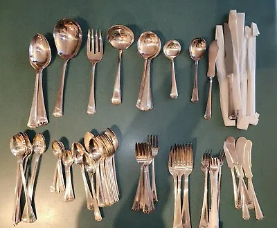 National Silver Co NSC 1917 Adam Silverplate 95 Assorted Pieces Flatware EPNS • $400