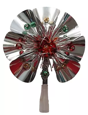 Lovely Vintage Christmas Tree Topper Foil Leaf Glass Glitter Balls Tinsel • $20