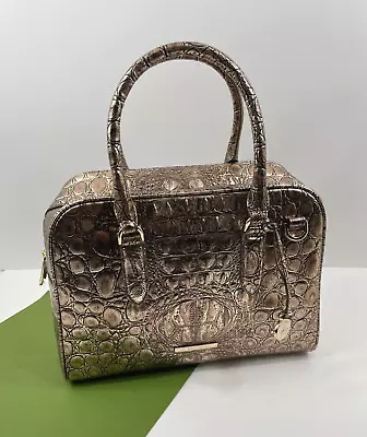 Brahmin Marissa Bronze Nebula Metallic Croc Leather Satchel Tote Bag Purse NWT • $239.95