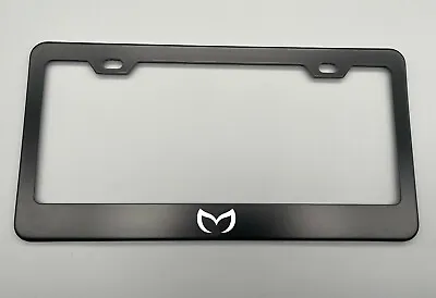 Devil Mazda Logo BLACK Stainless Steel License Plate Frame Laser Engraved • $11.80