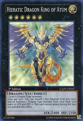 Yu-Gi-Oh! Hieratic Dragon King Of Atum GAOV-EN047 1st Edition NM Super Rare • £4