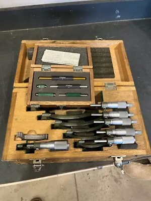 Mitutoyo Mechanical Outside Micrometer Full Set W Box Ratchet Stop Thimble • $700