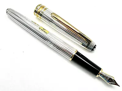 VINTAGE 1980s NOS! MONTBLANC 144 STERLING SILVER SOLITAIRE FOUNTAIN PEN 18K EF • $699