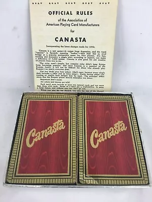 Vintage Canasta Playing Cards DURATONE Double Deck W/ Original Instructions • $11.60