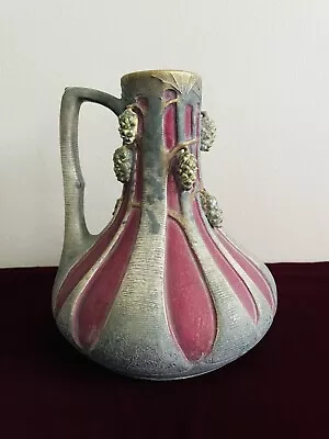 Paul Dachsel Antique Pine Vase Green Burgundy. Art Nouveau Earthenware 1904-1906 • $2400