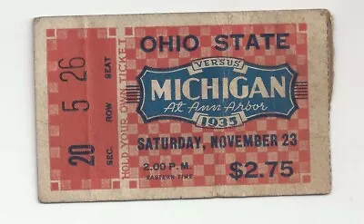 1935 Michigan Vs  Ohio State Original College Football Ticket Stub • $92.99