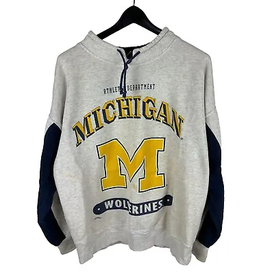 Vintage 90s Nutmeg Michigan Wolverines College Grey Sweatshirt Size M • $14.99
