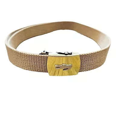 Vtg Lacoste Belt Mens 42  Length Canvas Fabric Gold Buckle Logo Preppy • $22.81