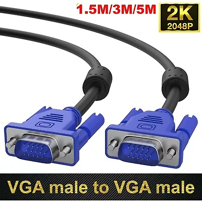 VGA 15pin Male To SVGA Male Cable PC Monitor Extension Lead HDTV Computer LCD • $13.49