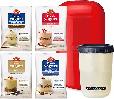 Red EasiYo Yoghurt Maker 1kg Starter Pack | Includes 4 Sachets Of Yogurt Vanilla • £45.22