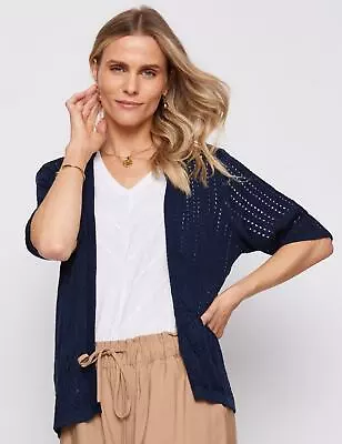 MILLERS - Womens Jumper Regular Summer Cardigan Cardi Blue Sweater Elbow Sleeve • $12.91