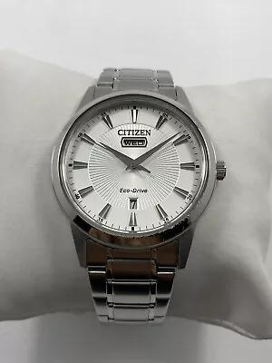Citizen Classic Eco-Drive Silver Dial Stainless Steel Men's Watch AW0100-51A • $59.95