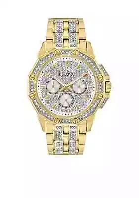 Bulova Octava Crystals Collect. Silver Dial Yellow Gold-tone Men's Watch 98C126 • $269.99