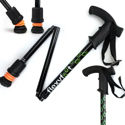 Flexyfoot Premium Derby Handle Folding Walking Stick With Carry Bag - 3 Colours • £27.95