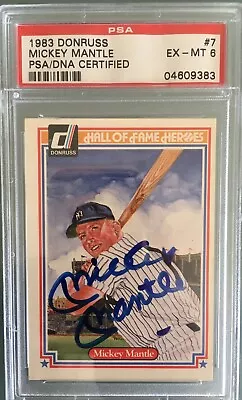 Mickey Mantle PSA DNA Autograph Signed 1983 Donruss #7 Card NEW YORK YANKEES HOF • $999