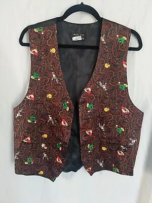 Mens Looney Tunes Mania Suit Vest Steampunk Gothic Waistcoat Size S/Med Silk • $20