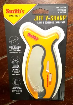 Smith's JIFF V-SHARP -Knife & Scissors Sharpener W/Finger/Thumb Guards- #50170 • $15.45