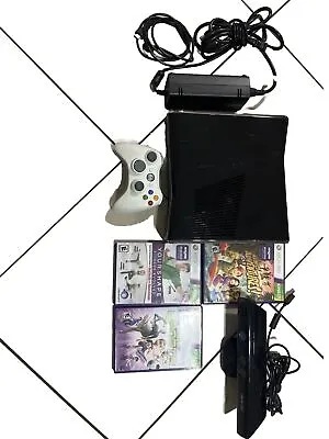 Xbox 360 S Console 250 GB HD Glossy Black  Tested Bundle With Kinect And Games • $80