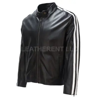 Mens Lethal Weapon 4 Martin Riggs Movie Outfit Bike Sheepskin Leather Jacket • $105.28