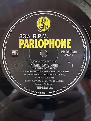 THE BEATLES : A Hard Day's Night  LP 1964 ORIG RARE MONO OZ PRESS - Record Only • $35