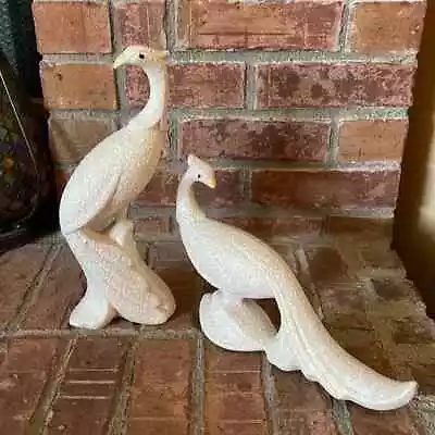 $40 • Buy Vtg MCM Ceramic Pheasant Peacock Spatterware Figurines Set Of 2