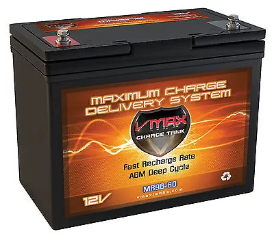 VMAX MR96-60 12V 60Ah AGM Dp Cyc Battery For MinnKota Endura C2 50lbTrolling Mtr • $169.93