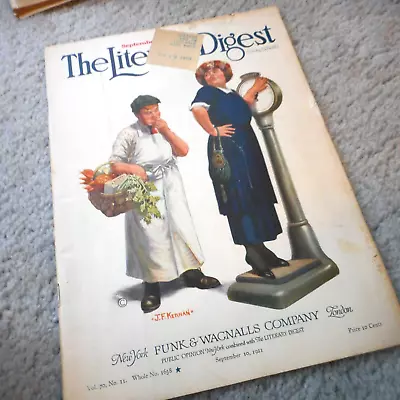 The Literary Digest  Magazine September 10  1921  J F Kernan  Cover Germany • $9.99