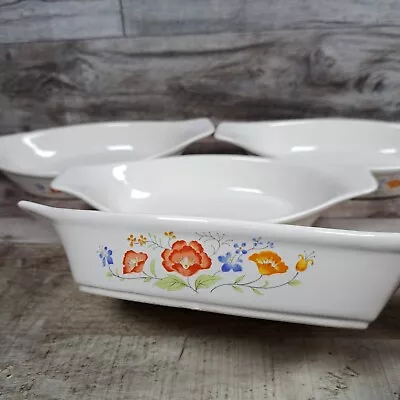 Set Of 4 Vintage Spring Floral Individual Oval Casserole Baking Dish Japan • $16.98