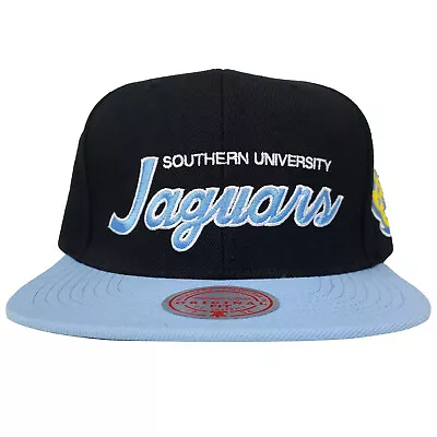 Southern Jaguars Mitchell & Ness HBCU Snapback Hat Script Art Black Blue Cap NWT • $31.99