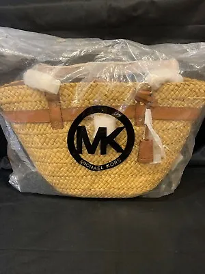 NWT Michael Kors HAMILTON Straw Lg Tote Bag Corn Husk Natural Straw  • $425