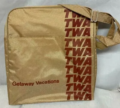 NEW Vintage TWA Trans World Airlines Getaway Vacation Brown Carry On Vinyl Bag  • $22.49