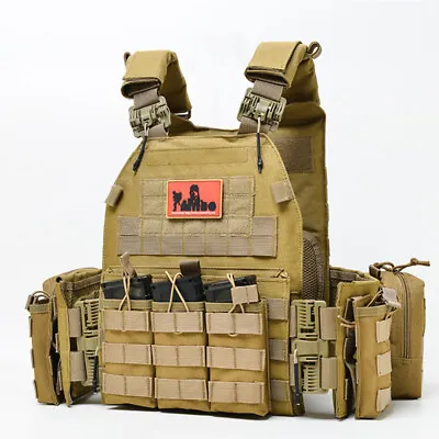 Military Tactical Molle Vest Mag Holder Plate   Airsoft Combat Assault Gear Sets • £103.19