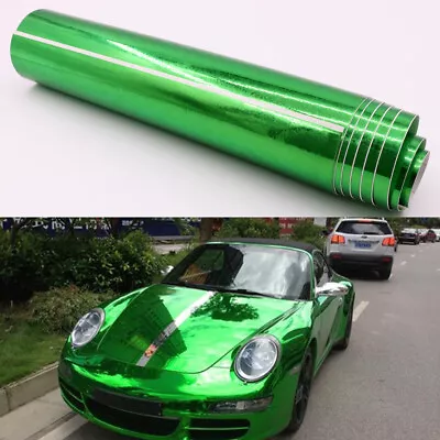 152cmx30cm Green Car Glossy Chrome Mirror Vinyl Wrap Film Roll Sheet Sticker • $15.67