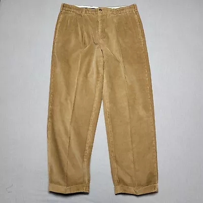 Brooks Brothers Pants Mens 35 X 30 Brown Elliot Fit Corduroy Cuffed Casual Adult • $24.99
