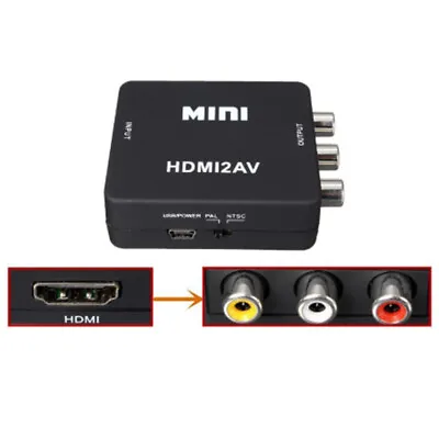 AV To HDMI-compatible Video Converter Box Adapter RCA CVSB L/R Video To HD 108P_ • £6.79
