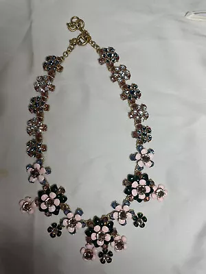 New With Imperfections J Crew Floral Chandelier Necklace Pink & Green • $69