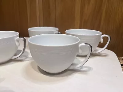 4x J.L Coquet White Limoges Hemisphere French Porcelain Cup Tea/Coffee • £80