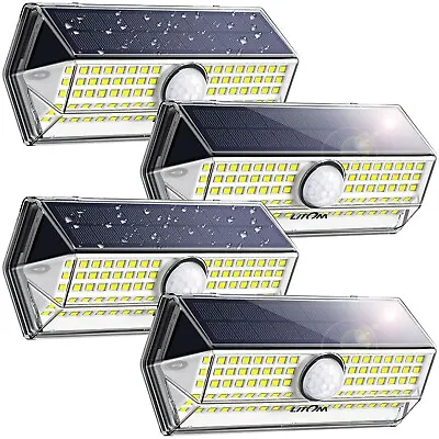 4x 100 LED Solar Power Wall Light Waterproof Outdoor PIR Motion Sensor Path Lamp • $27.99