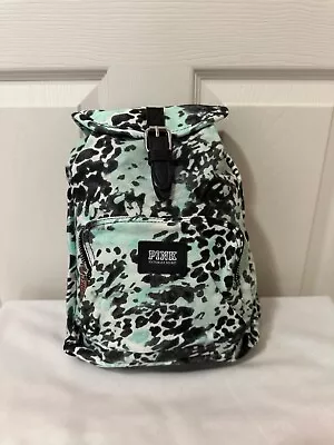 NWT Victoria Secret PINK Multi-color Leopard Print Green MINI Backpack Book Bag • $23