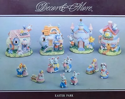 Vintage Ceramic Easter Bunny Light Up Village Town And Figurines Easter Park • $39