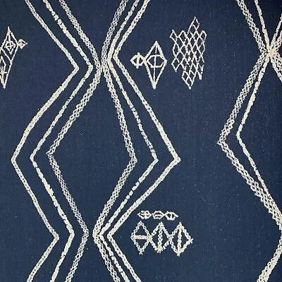 Moroccan Berber Style Bohemian Woven Upholstery Fabric In Indigo By The Yard • $49