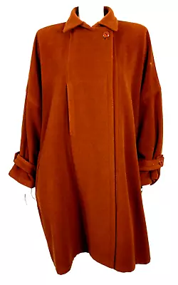 KRIZIA Vintage Cinnamon Brown Wool & Cashmere Collared Oversized Coat 42 • $128