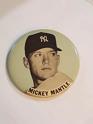 1960's Large 3.5  Baseball Mickey Mantle New York Yankee World Series Pin Button • $199.95
