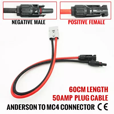 50amp Anderson Plug To Mc-4 Solar Panel Cable Y Adaptor Connector Wiring 60cm • $17.05