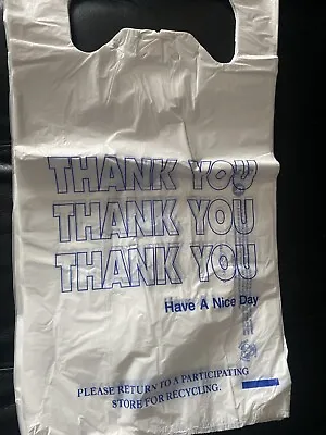 Bags 1/6 Large 21 X 6.5 X 11.5  Blue Thank You  T-Shirt Plastic Grocery  Bags • $56.69